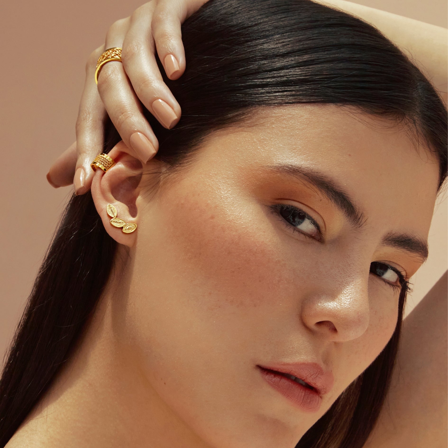 Florance 18k Gold Vermeil Plated Filigree Stud Earrings - Earrings