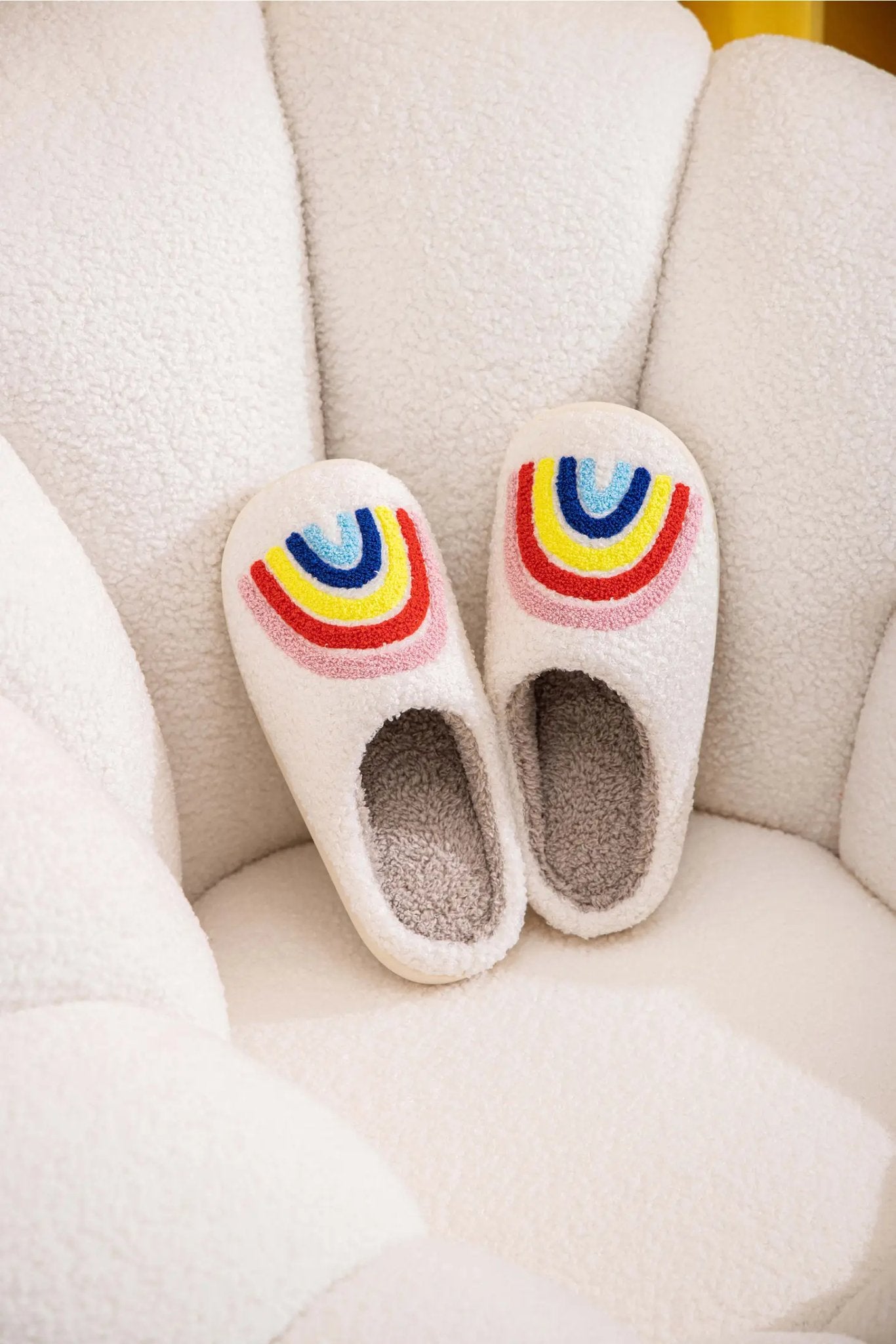 Fluffy Rainbow House Slippers - Small (5.5-6.5/37-38) - Slippers