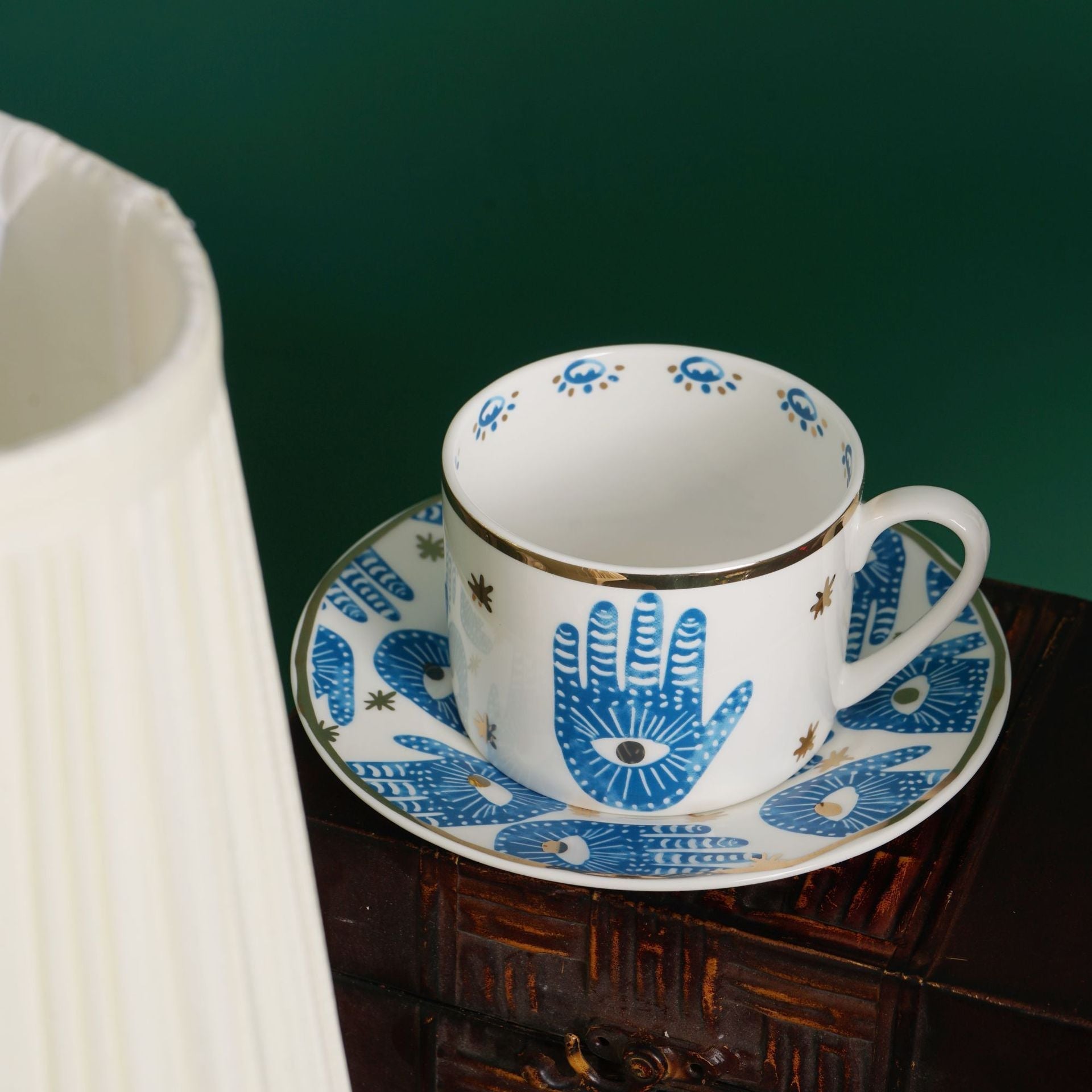 Hamsa Coffee Mug and Saucer Set - Coffee & Tea Cups