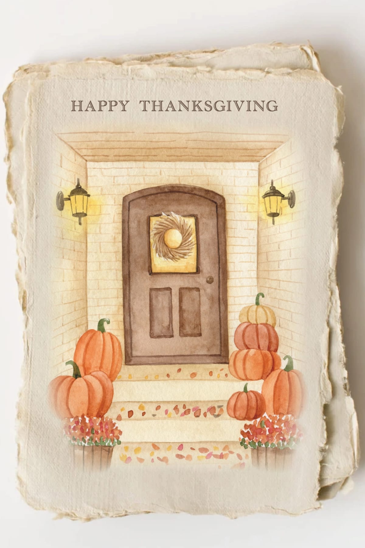 "Happy Thanksgiving" Pumpkin Porch Fall Greeting Card - Greeting & Note Cards