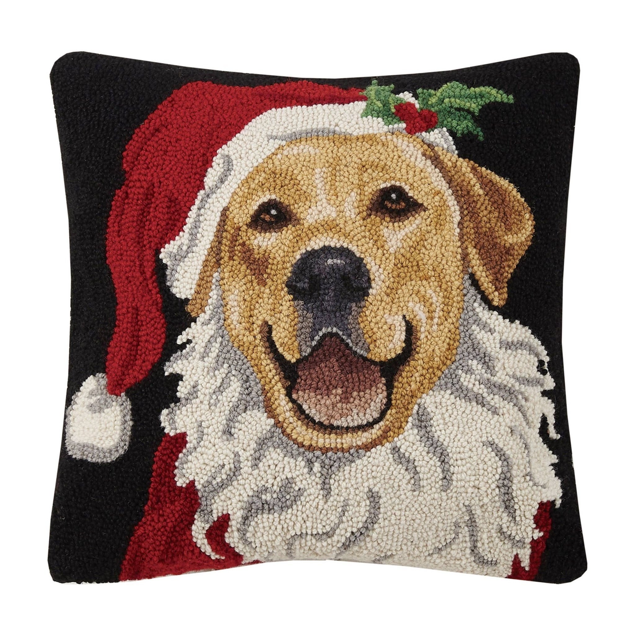 Holiday Santa Retriever Dog Hook Pillow - Christmas - Pillows