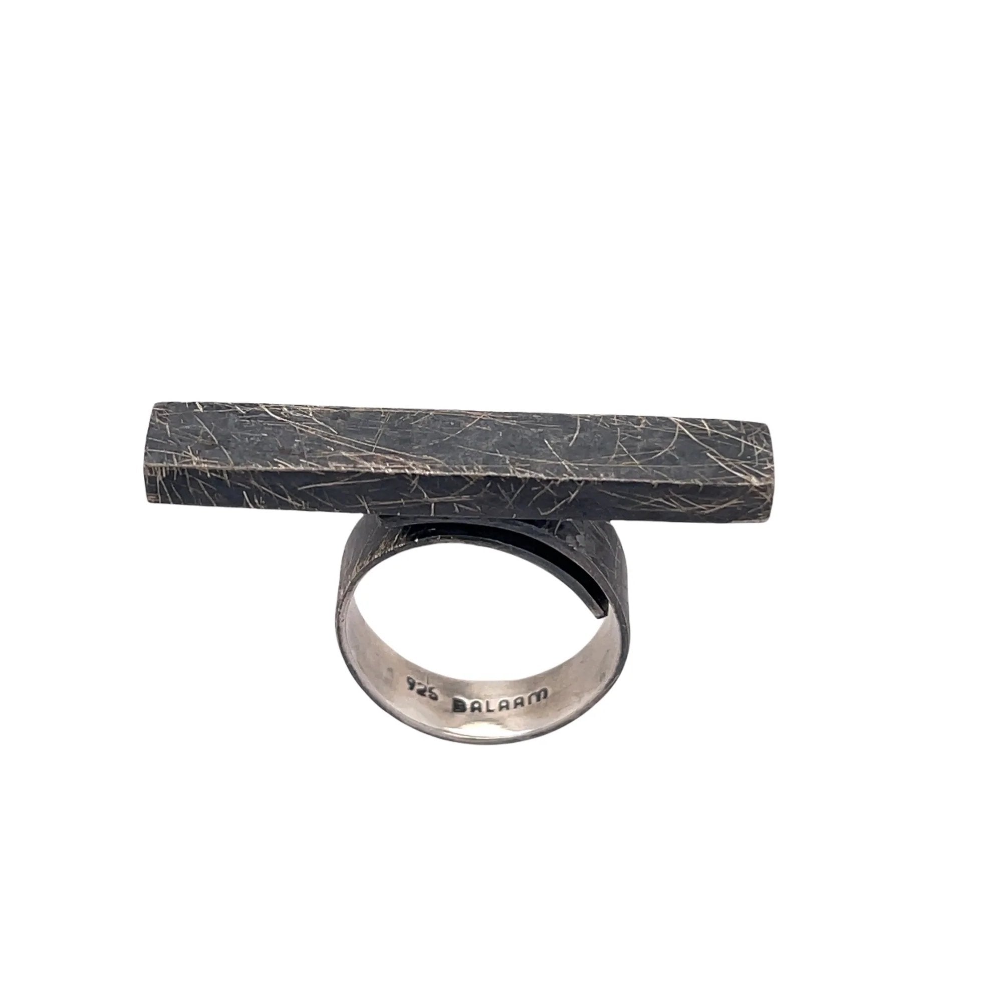 Hollow Bar Fine Sterling Silver Adjustable Ring - Rings