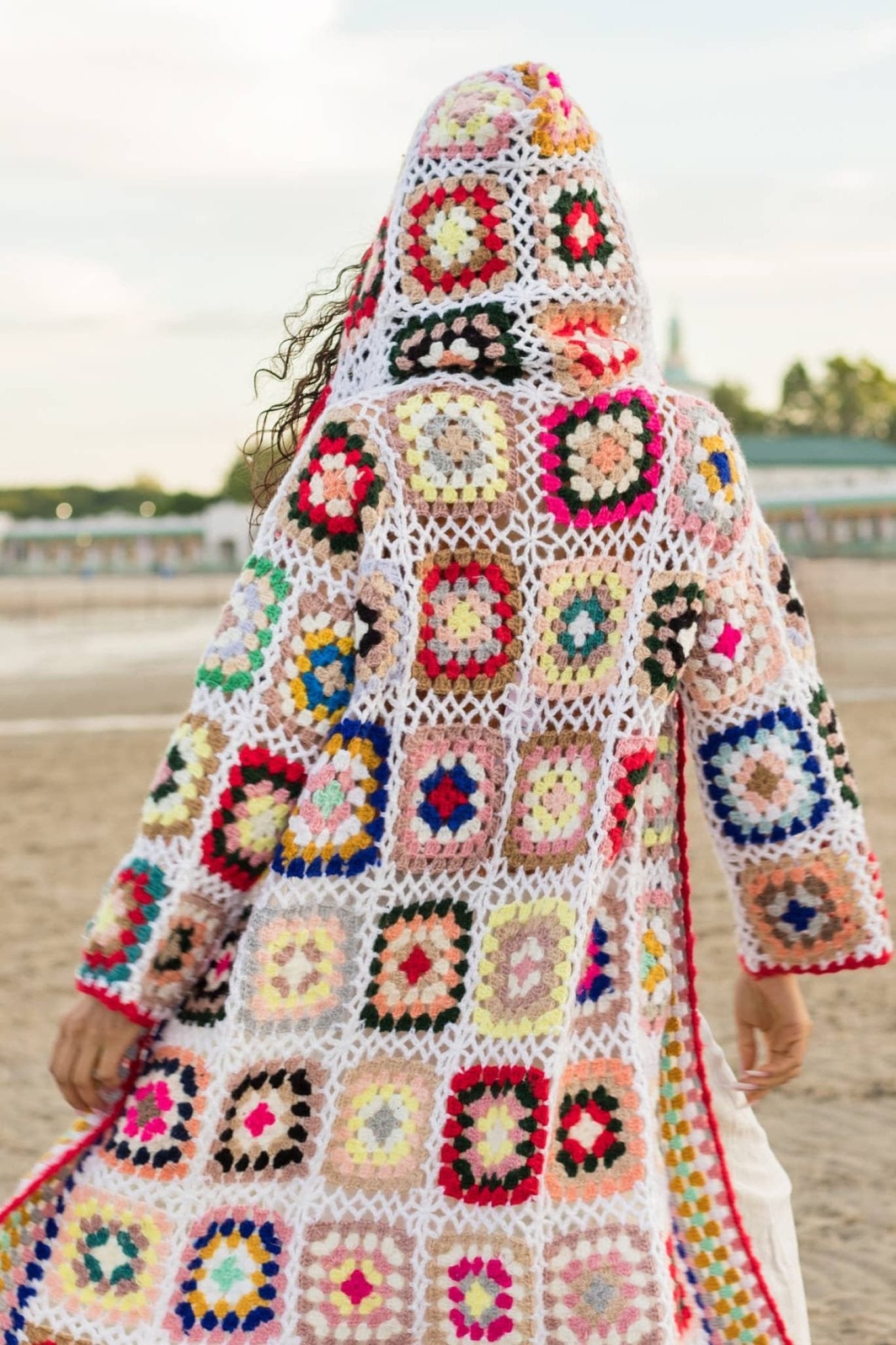 Hooded Granny Crochet Kimono (White) - Casual Kimonos