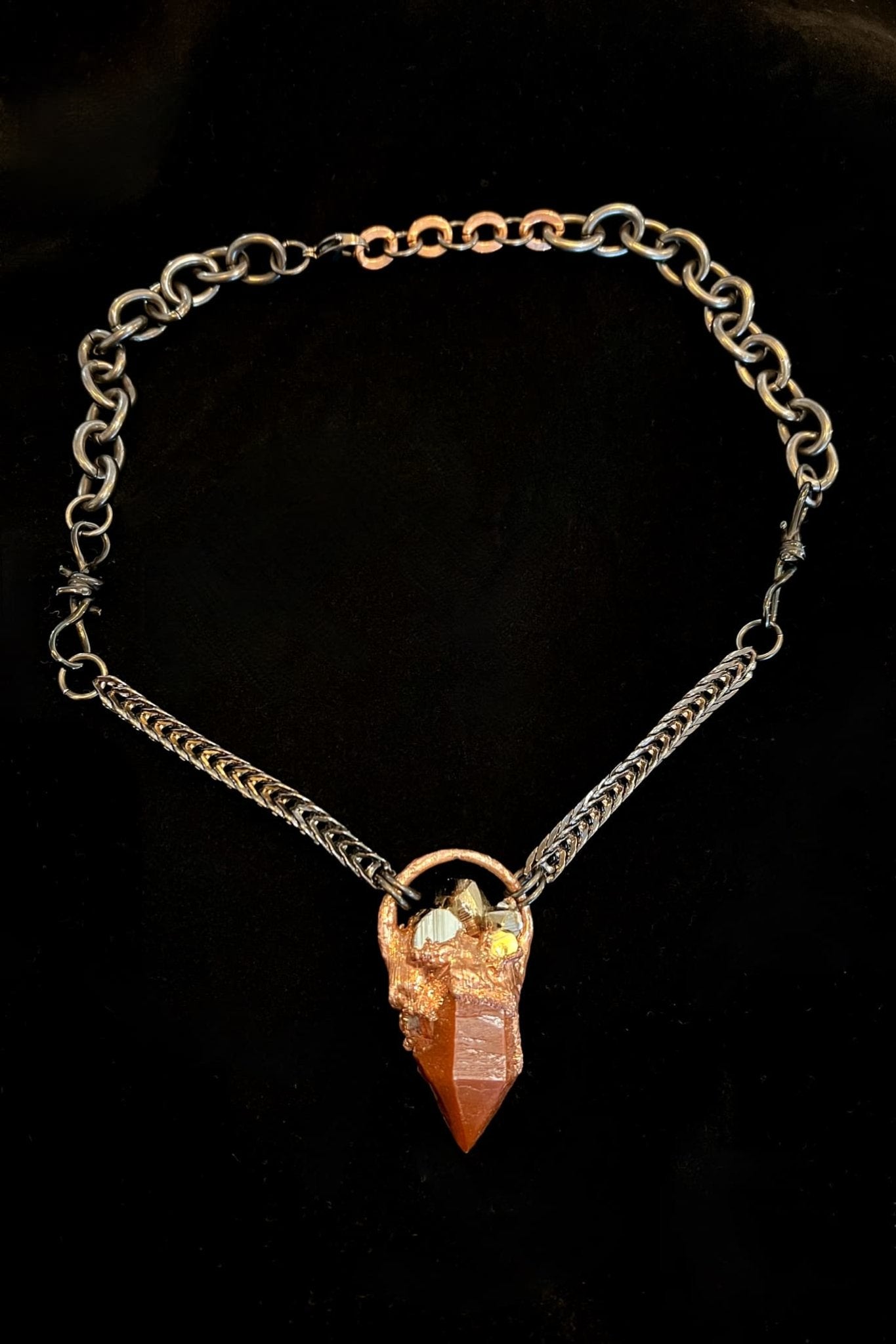 Iron Quartz with Pyrite Copper Necklace - Necklace