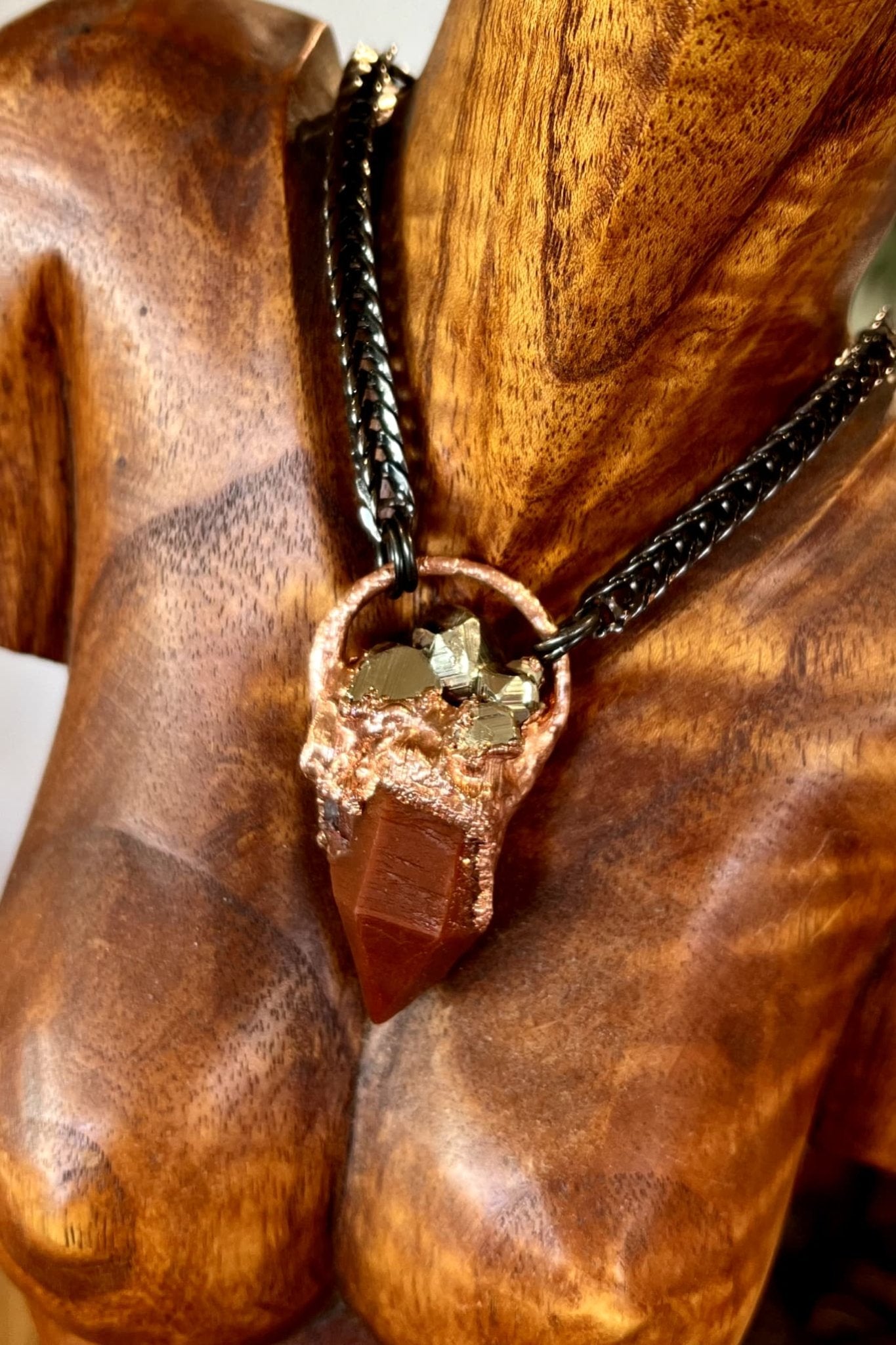 Iron Quartz with Pyrite Copper Necklace - Necklace