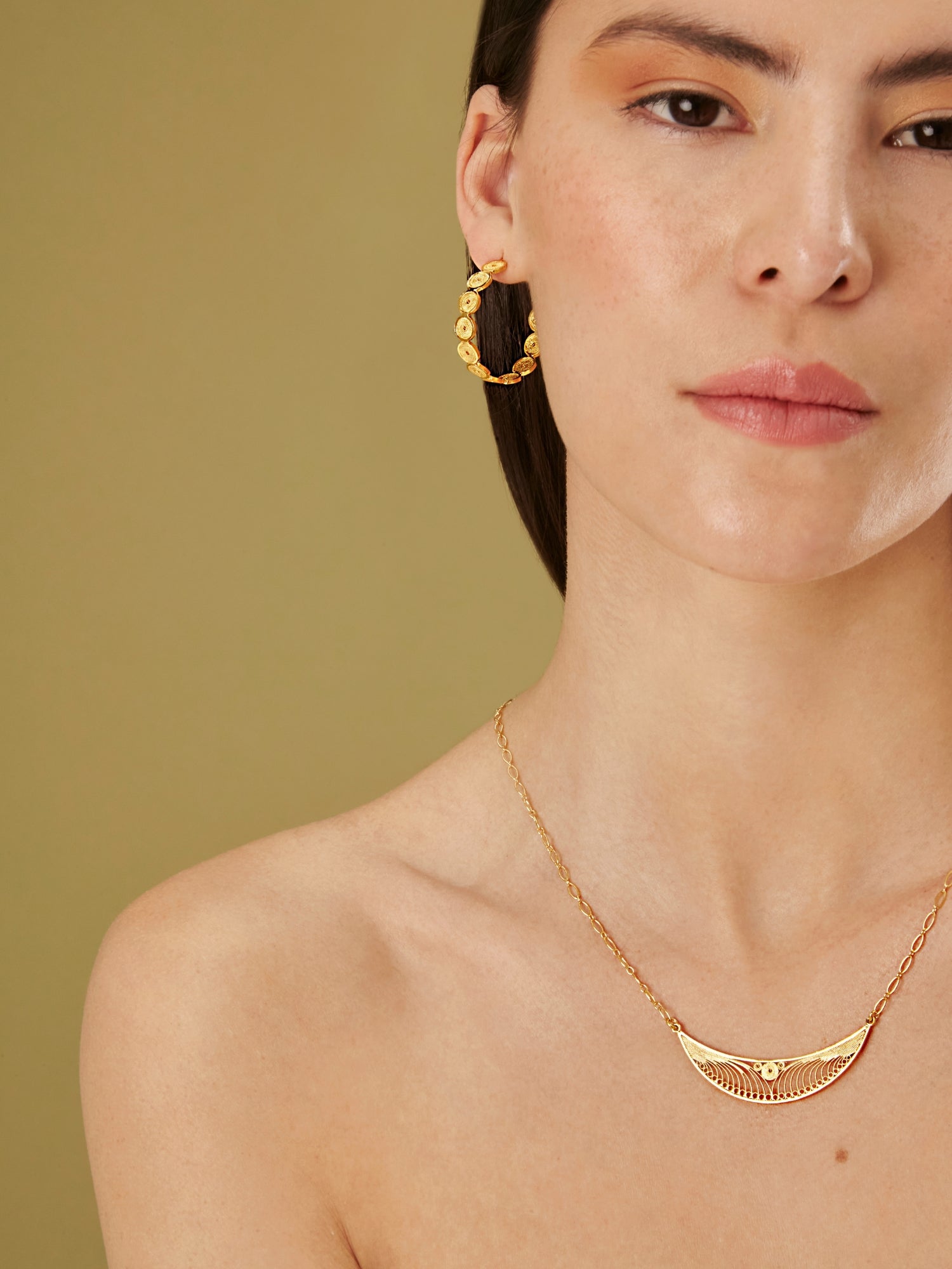 Lauren 18k Gold Vermeil Plated Filigree Adjustable Pendant Necklace - 18" - Necklaces