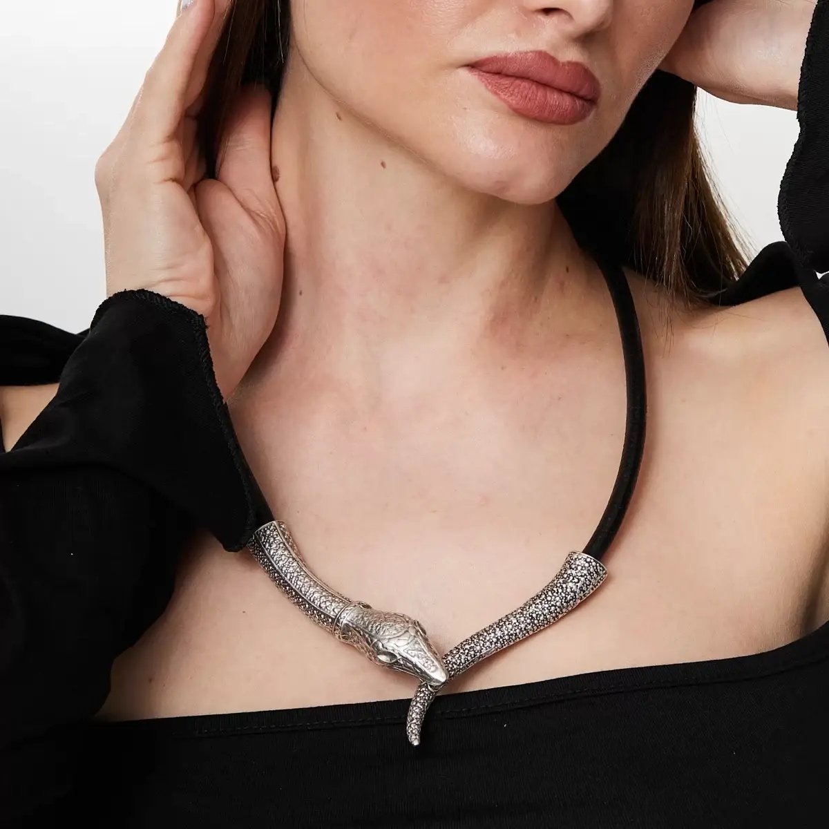 Leatherwork Snake Necklace - Necklaces
