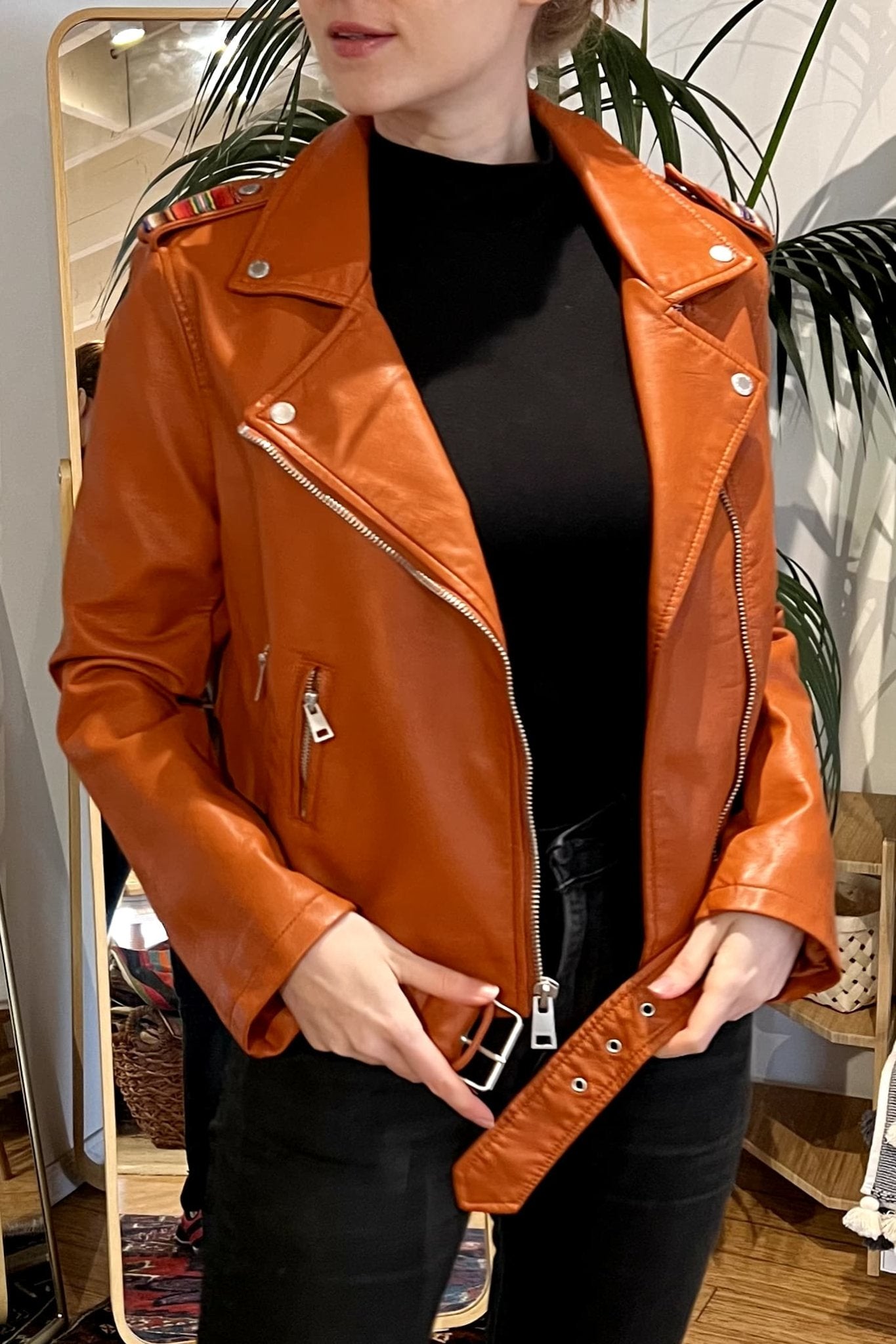 Levi's Orange Leather Designer Jacket - Coats & Jackets