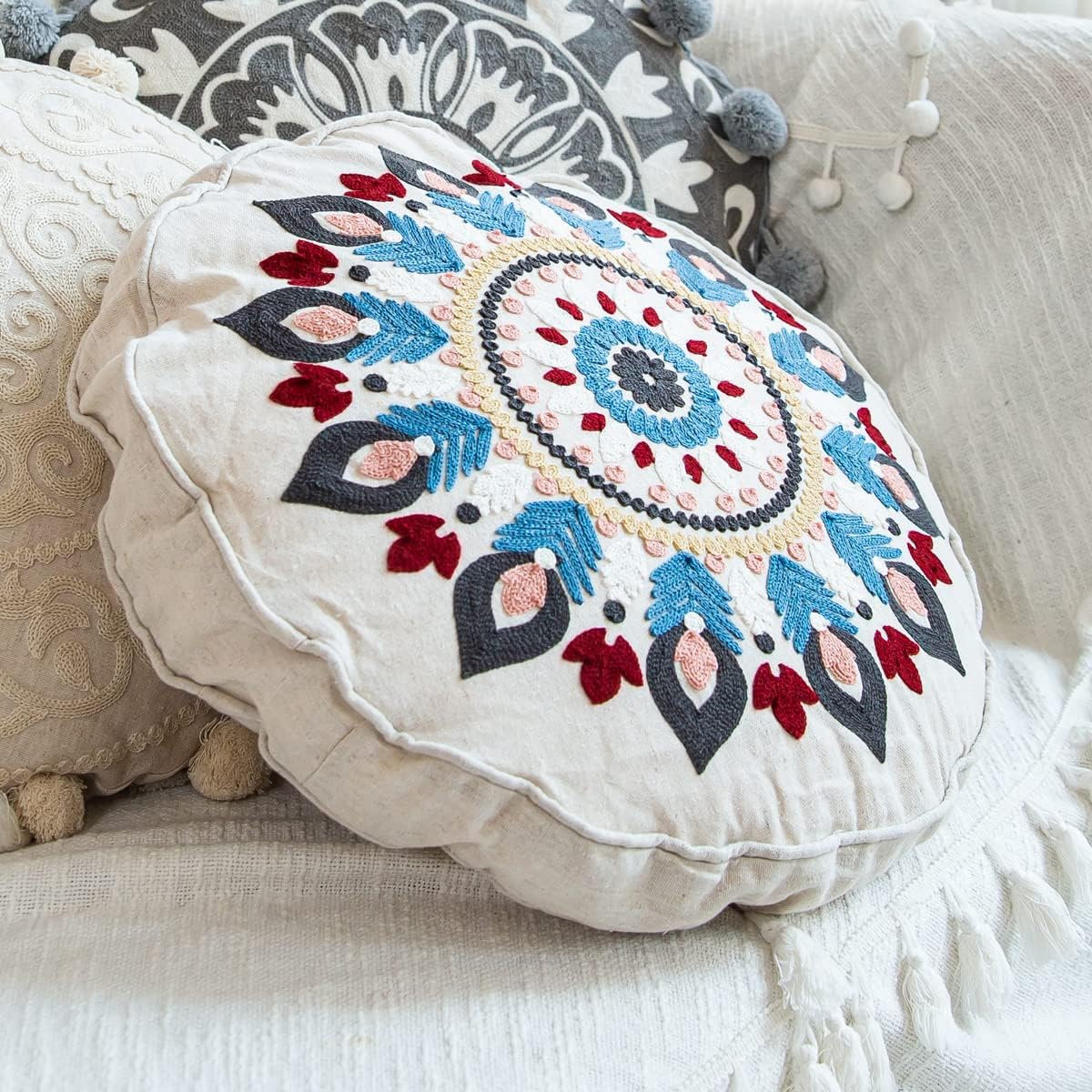Multicolor Mandala Bohemian Throw Pillow - Pillows