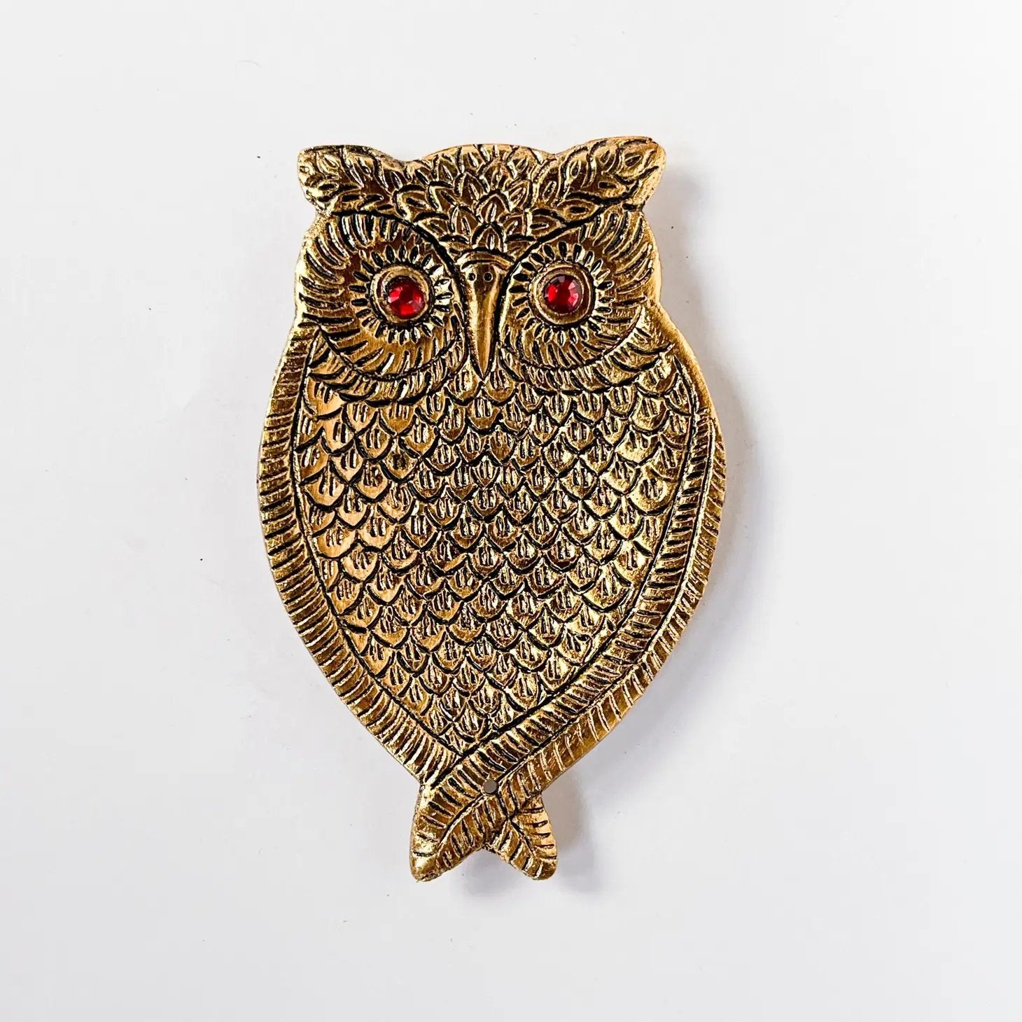 Owl Incense Holder (Gold with Red Eyes) - Incense Holders