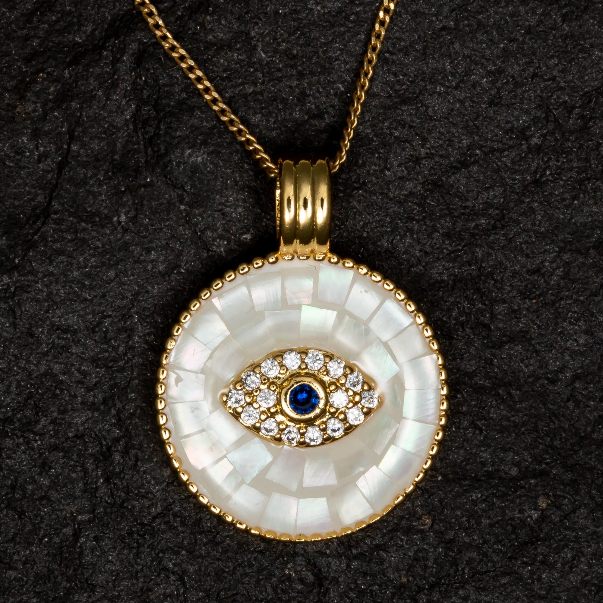 Pearl Mosaic Evil Eye Necklace - Necklaces