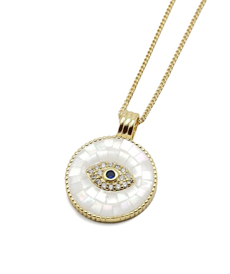 Pearl Mosaic Evil Eye Necklace - Necklaces