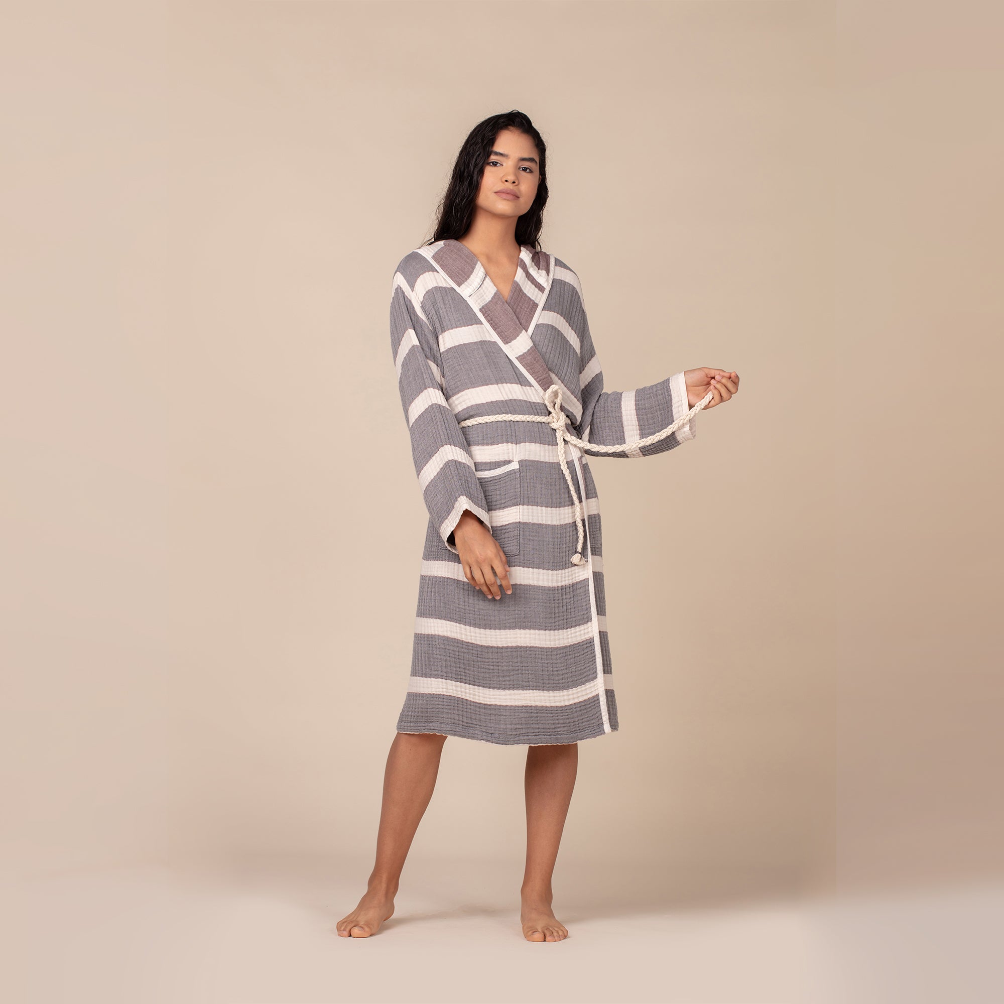 Quattro Bathrobe - Dusty rose/Anthracite - Bathrobe