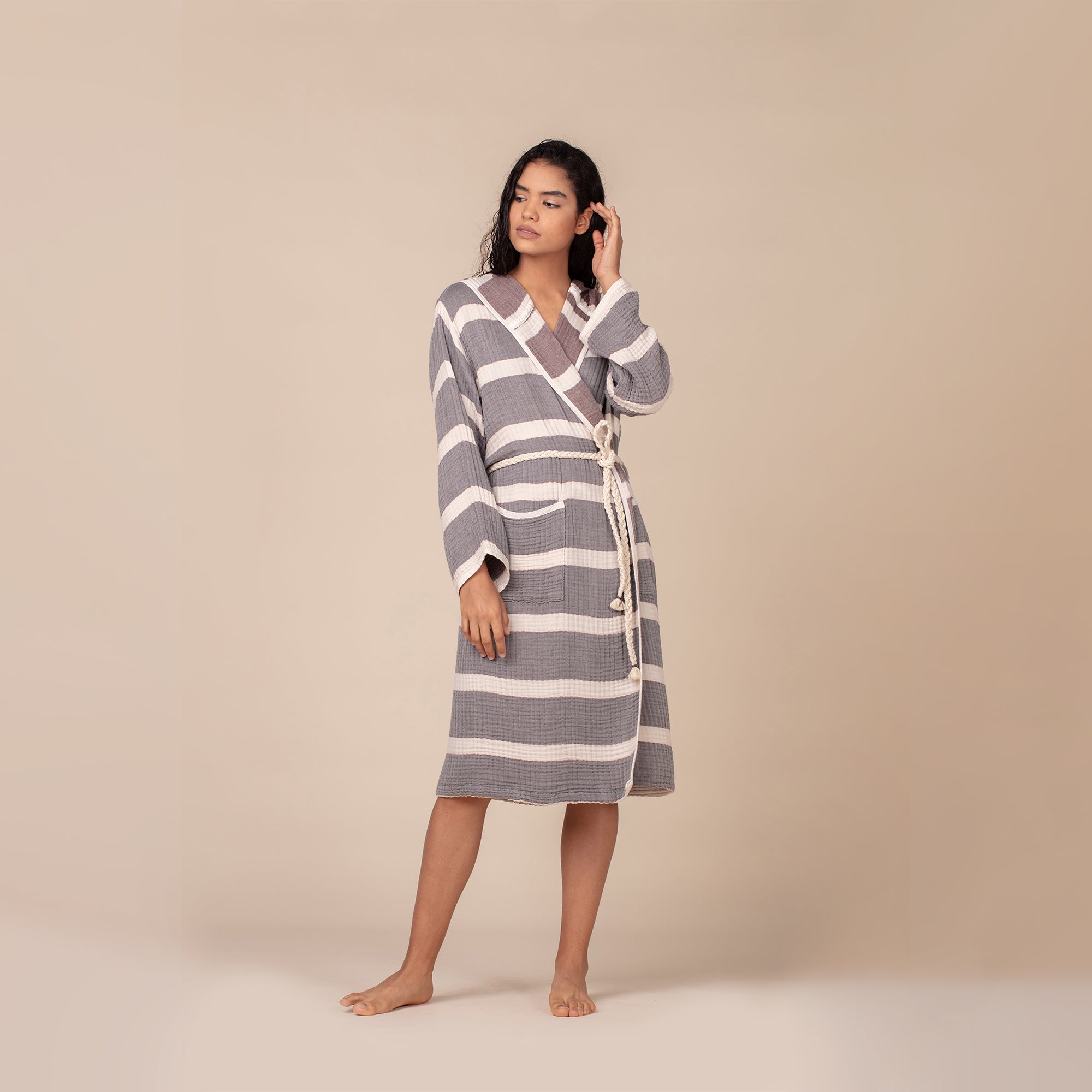 Quattro Bathrobe - Dusty rose/Anthracite - Bathrobe