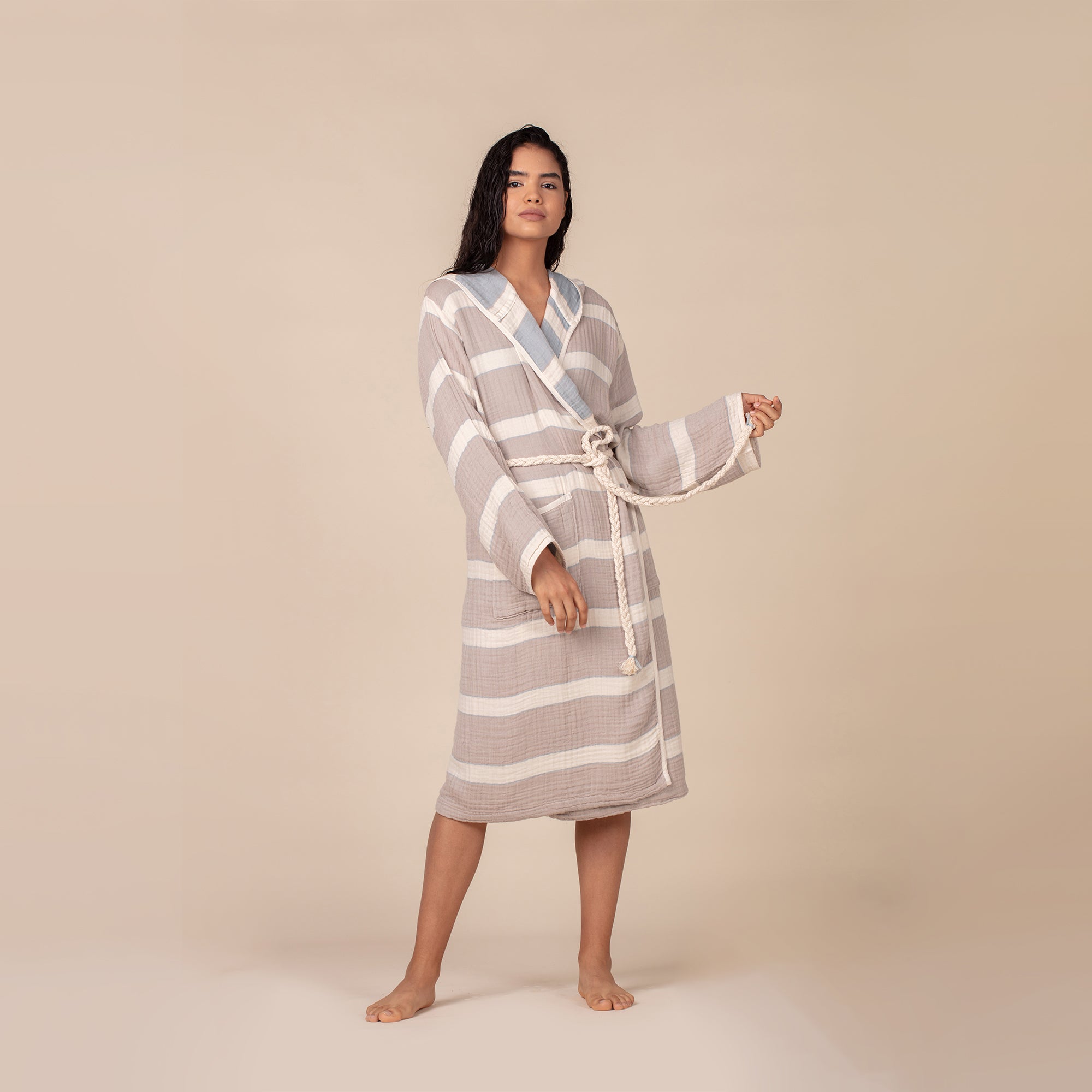 Quattro Bathrobe - Dusty rose/Anthracite - Bathrobe