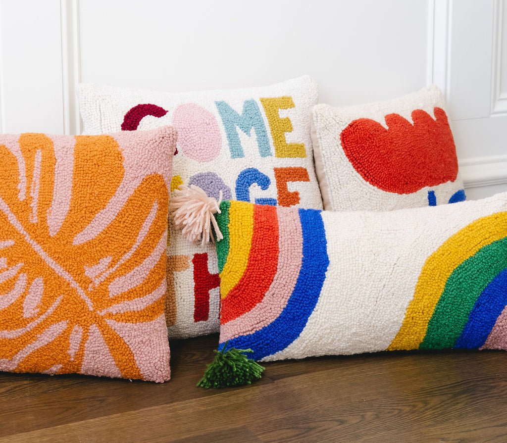 Rainbow Hook Throw Pillow With Tassels - Pillows