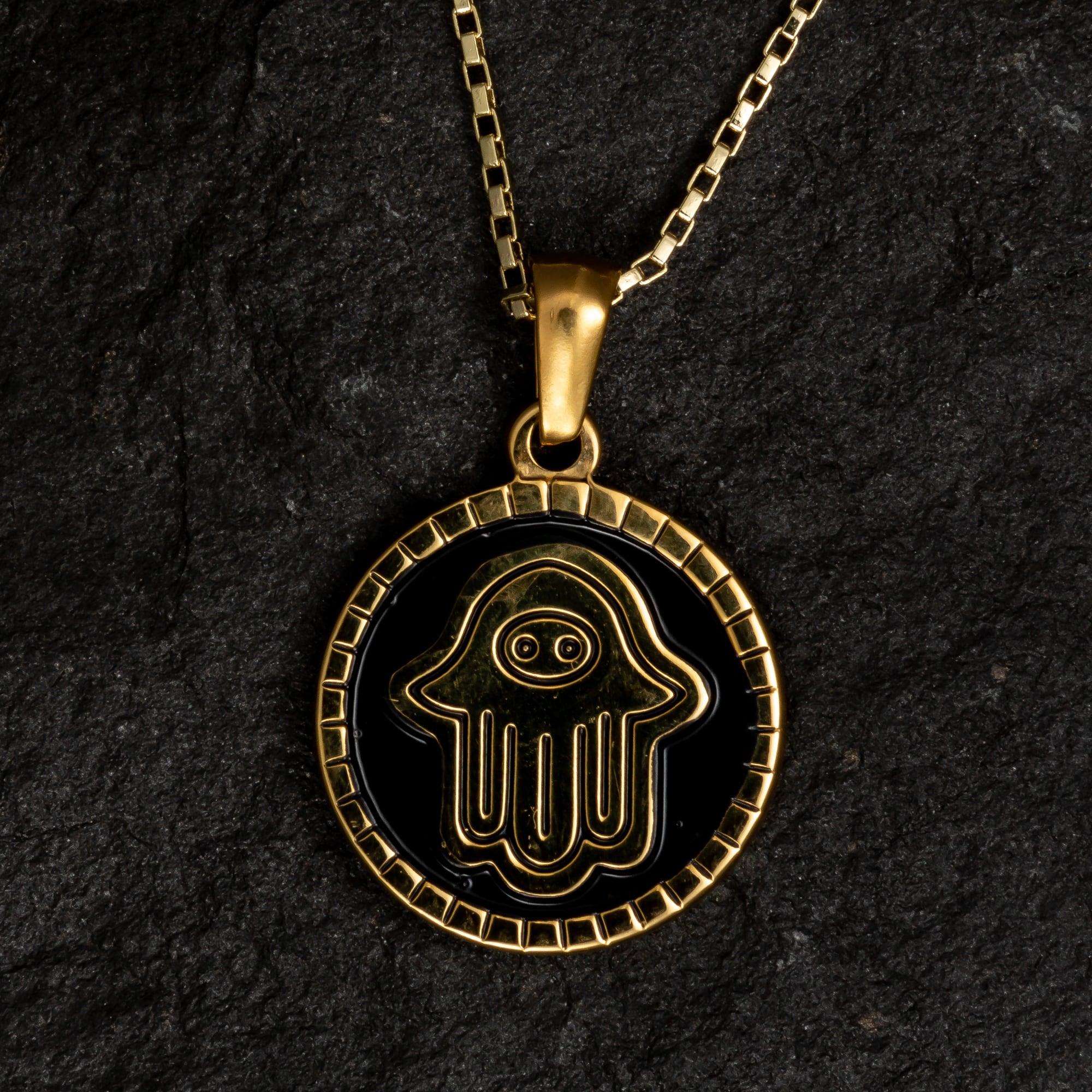 Round Hamsa with Evil Eye Necklace - Necklaces