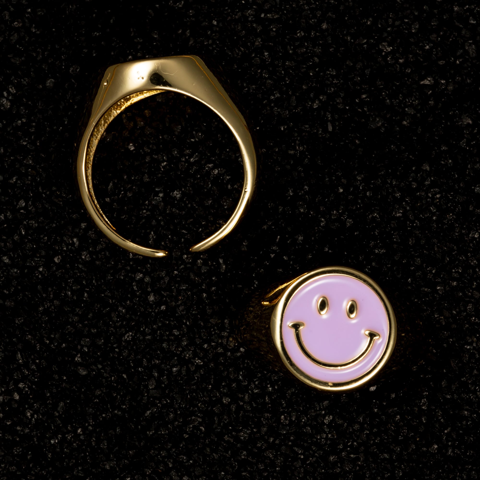 Pink Enamel Smiley Heart Ring