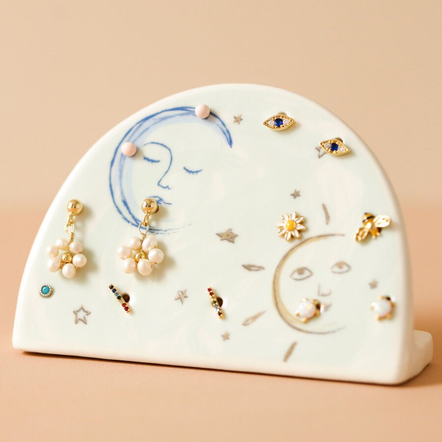 Sun And Moon Ceramic Earring Holder - Jewelry Holder
