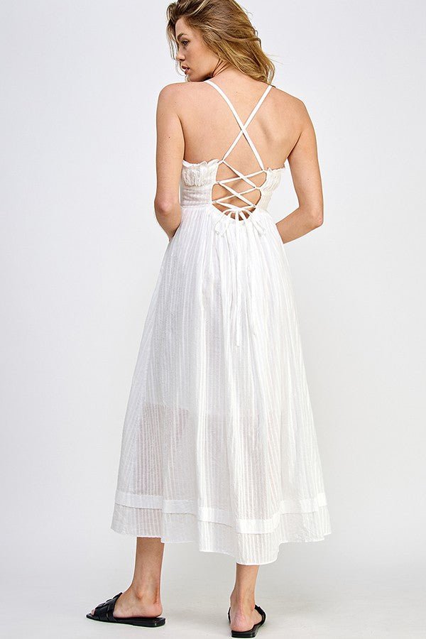 Textured Cotton Voile Maxi Dress (White) - Small - Dresses