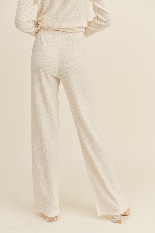 Textured Fabric Pants (Cream) - Small - Pants