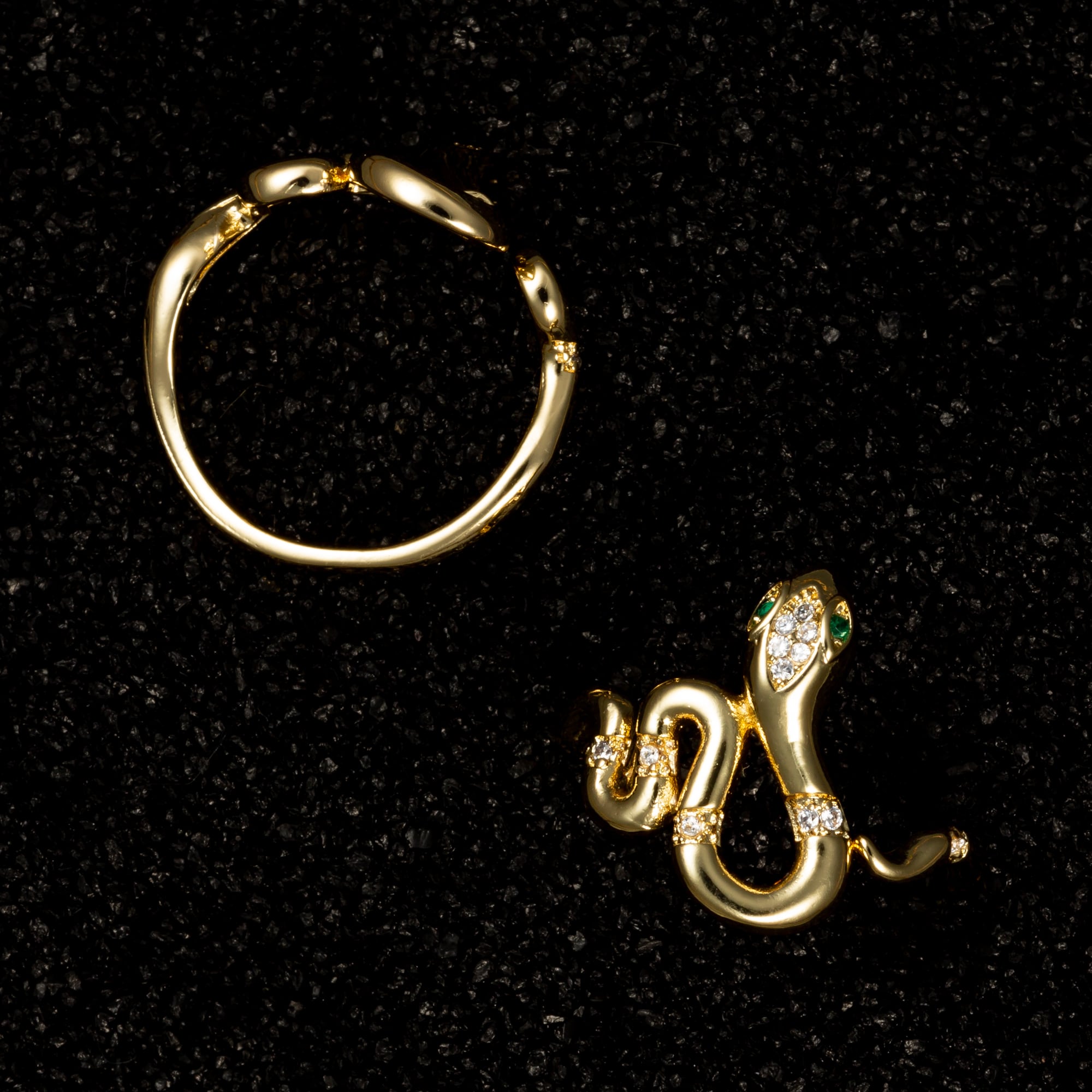 Winding Snake Ring with Gemstones - Rings