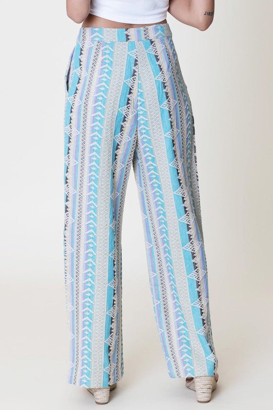 Wood Button Embroidered Long Pants - Small - Pants